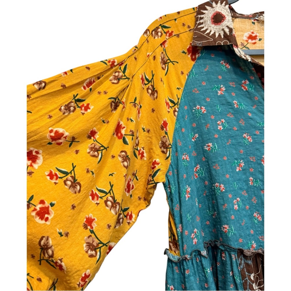 EASEL Patchwork Floral MIXED PRINT BUTTON DOWN Mi… - image 4